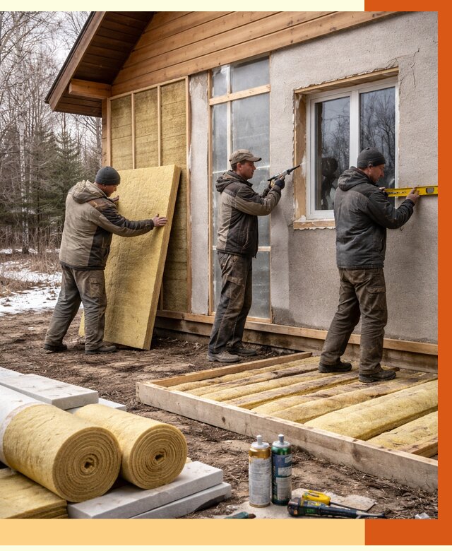 Утепление дачного дома в Старой Руссе от 4840 руб/м2 — недорого | ТепломастерСрс