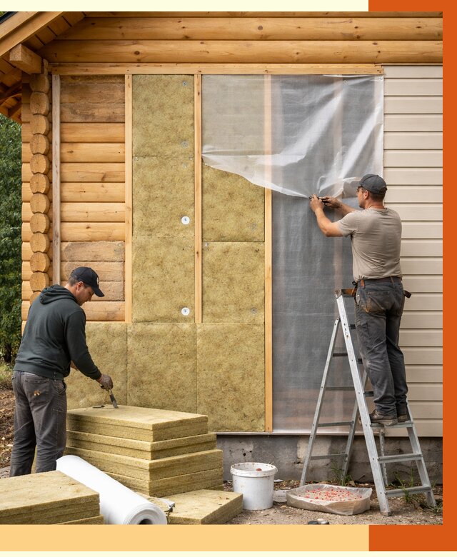 Утепление дома из бруса в Старой Руссе от 3821 руб./м2 — работы под ключ | ТепломастерСрс