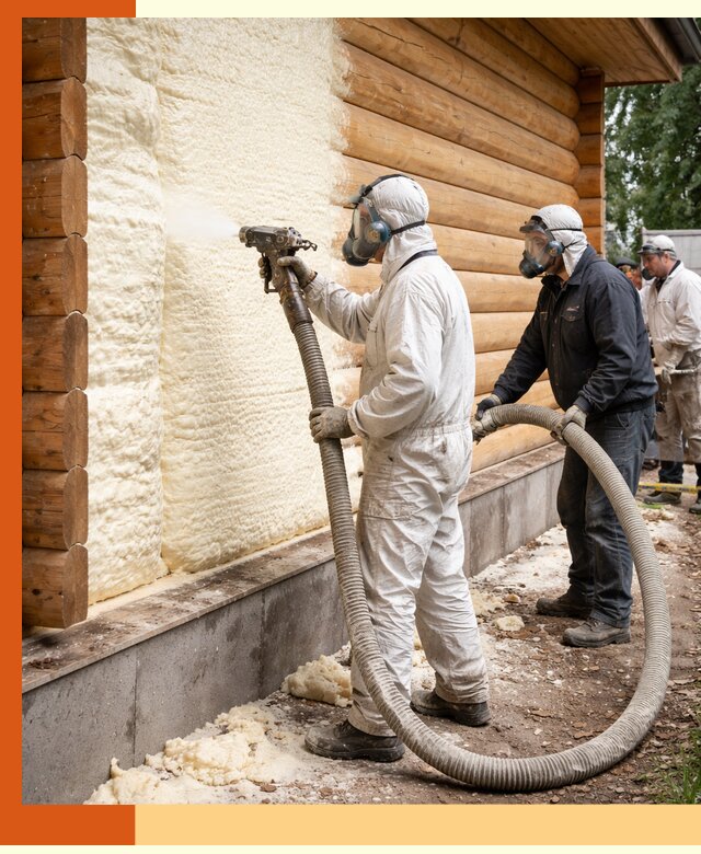 Утепление дома из бруса пенополиуретаном в Старой Руссе