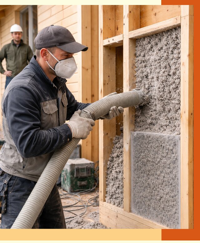 Утепление дома из бруса эковатой в Старой Руссе от 1885 руб/м2 | ТепломастерСрс