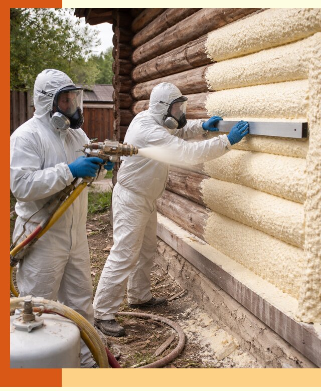 Утепление бревенчатого дома ППУ в Старой Руссе эффективной изоляцией