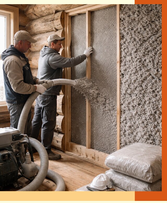 Утепление бревенчатого дома эковатой в Старой Руссе от 2802 руб. | ТепломастерСрс