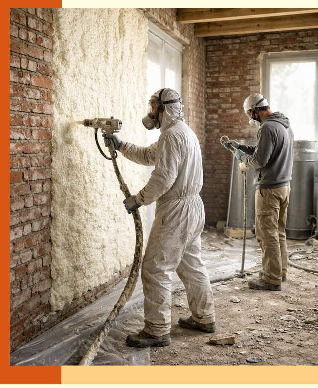 Утепление кирпичного дома пенополиуретаном в Старой Руссе