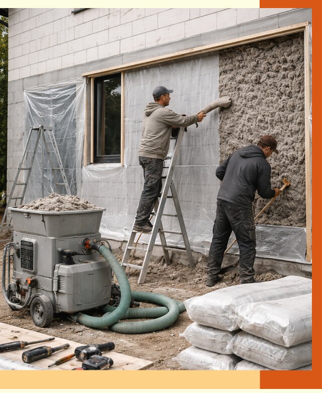 Утепление дома из газобетона эковатой в Старой Руссе от 4586 руб./м2 | ТепломастерСрс