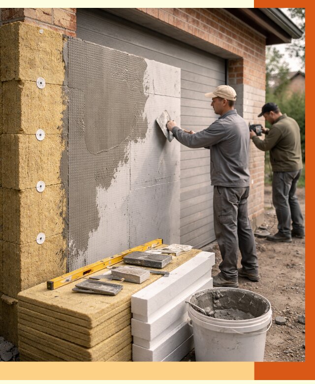 Утепление гаража снаружи в Старой Руссе от 4280 руб. за м2 — наружное утепление под ключ | ТепломастерСрс