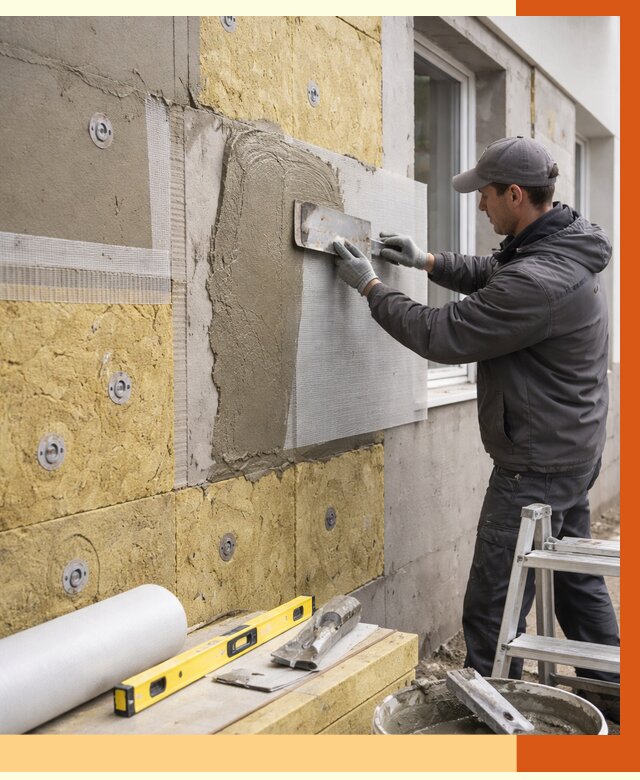 Утепление фасада под штукатурку в Старой Руссе от 4280 руб/м2 — монтаж пенопластом и минватой | ТепломастерСрс