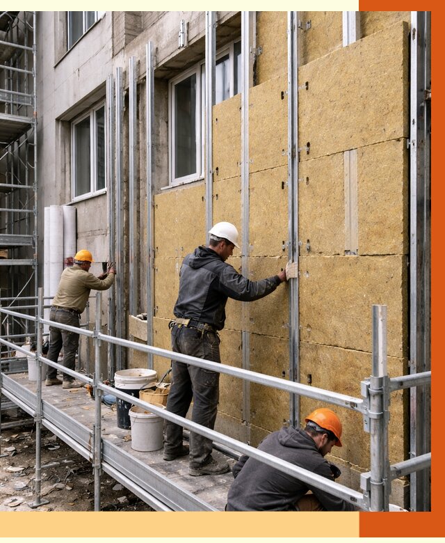 Утепление вентилируемого фасада в Старой Руссе от 5706 руб/м2 — монтаж и утепление вентфасад | ТепломастерСрс