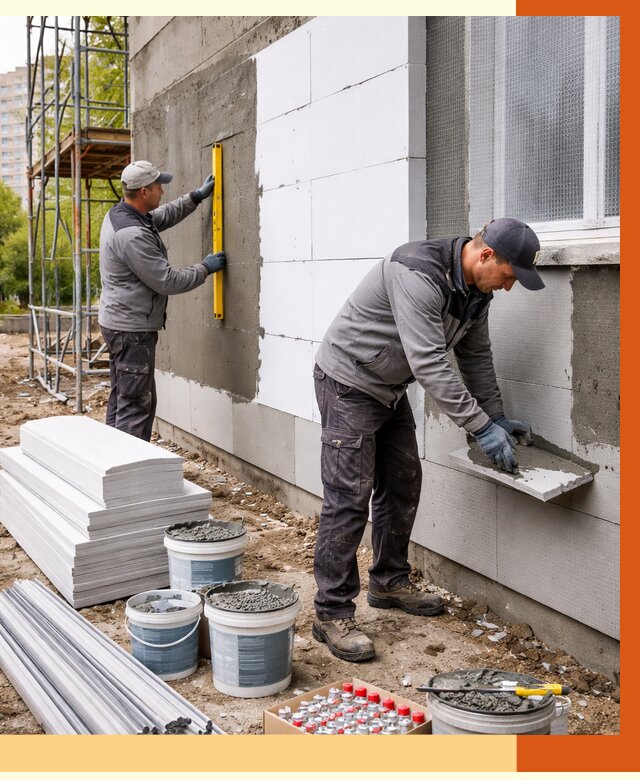 Утепление фасада и стен снаружи в Старой Руссе от 4280 руб. | ТепломастерСрс