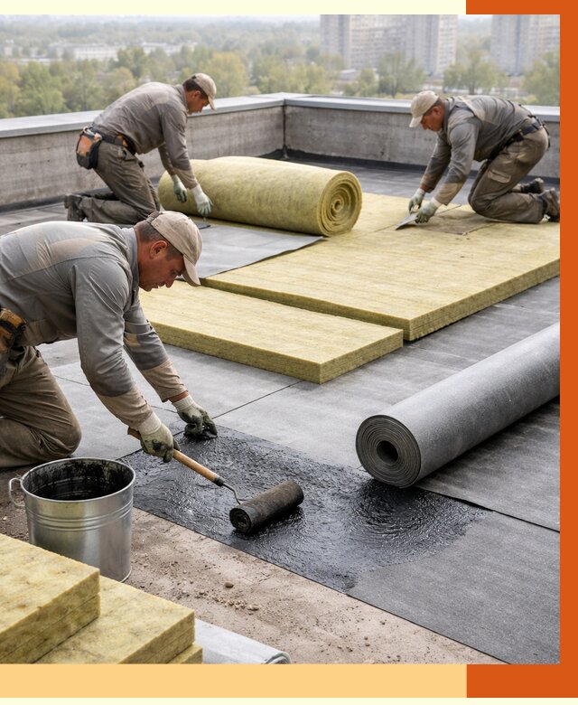 Утепление плоской крыши в Старой Руссе от 7337 руб./м2 под ключ | ТепломастерСрс