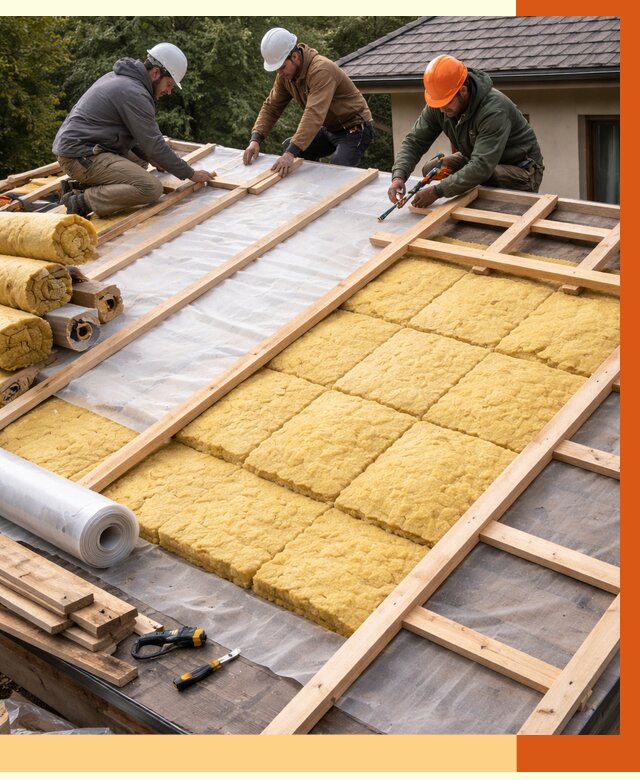 Утепление скатной крыши в Старой Руссе от 1274 руб./м2 под ключ | ТепломастерСрс