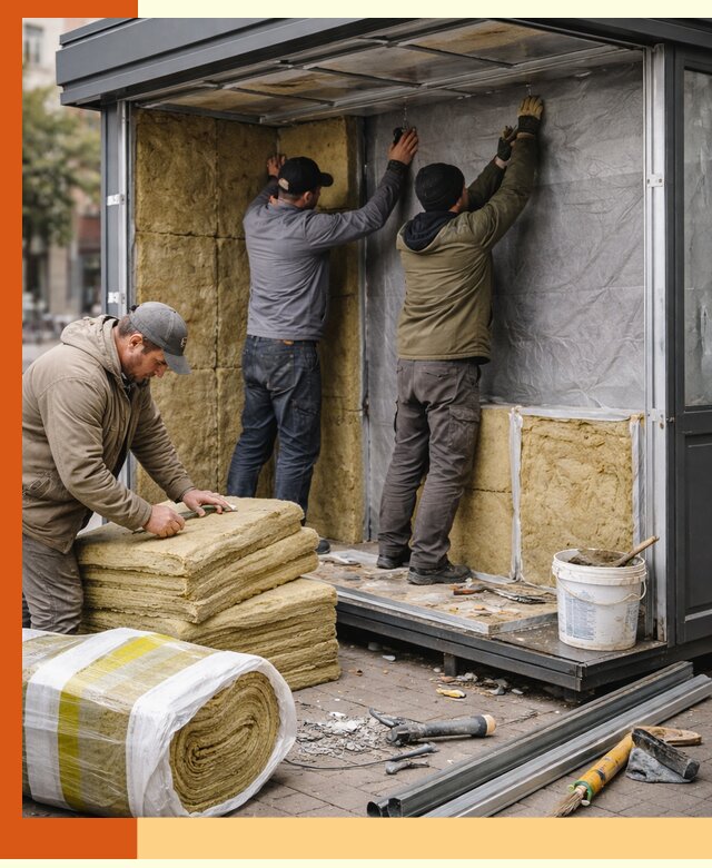 Утепление павильона шаурмы под ключ в Старой Руссе