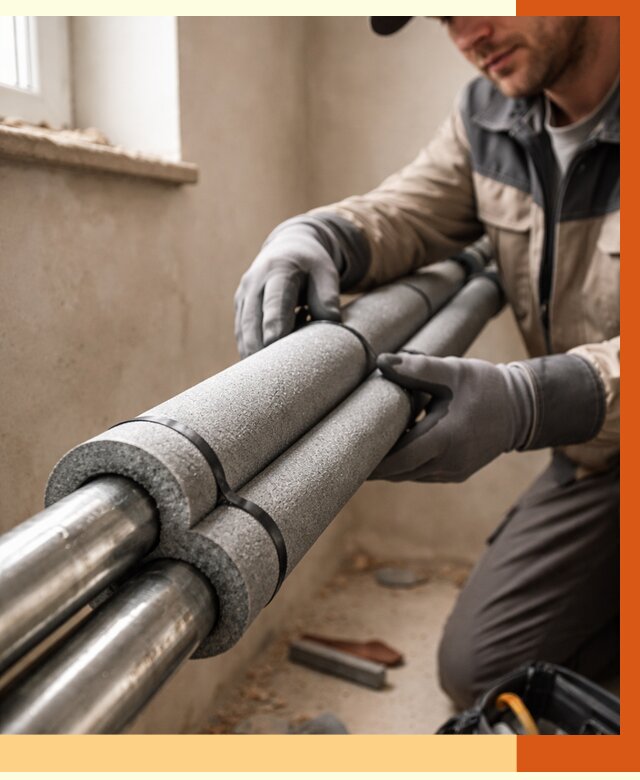 Утепление труб отопления в Старой Руссе от 2904 руб. за м² — услуги под ключ | ТепломастерСрс