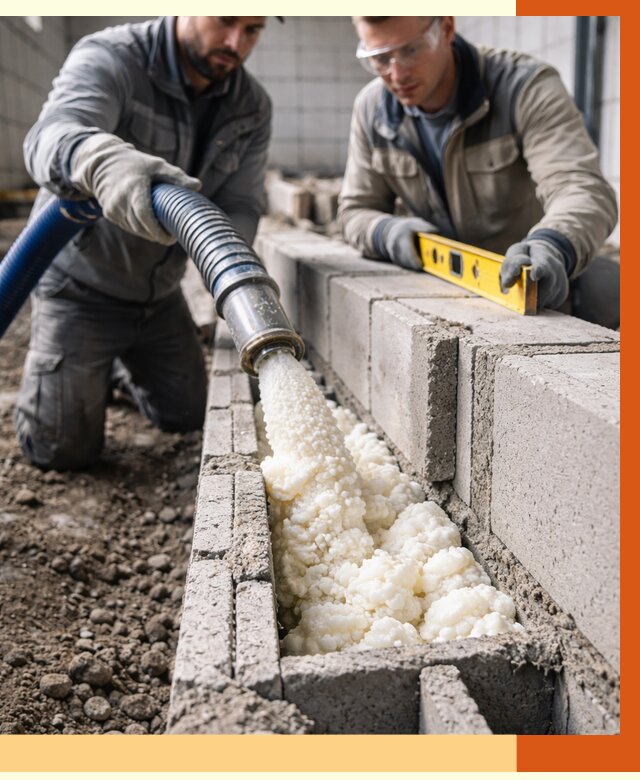 Заполнение колодцевой кладки ППУ в Старой Руссе от 4280 руб. за м2 | ТепломастерСрс