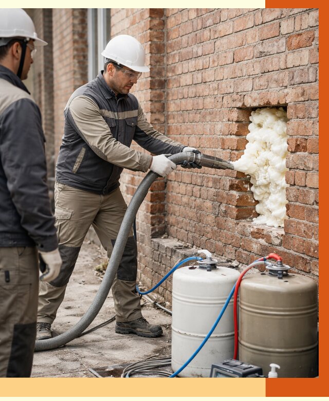 Заливка ППУ в пустоты кирпичной стены в Старой Руссе от 2802 руб. | ТепломастерСрс