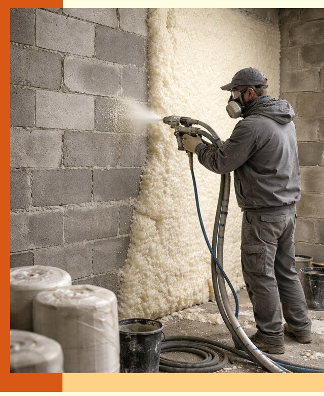 Утепление блочной стены ППУ в Старой Руссе качественно и надёжно