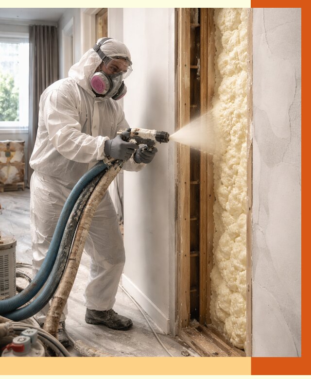 Межстеновое утепление ППУ в Старой Руссе от 2802 руб/м2 — межстенное утепление под ключ | ТепломастерСрс