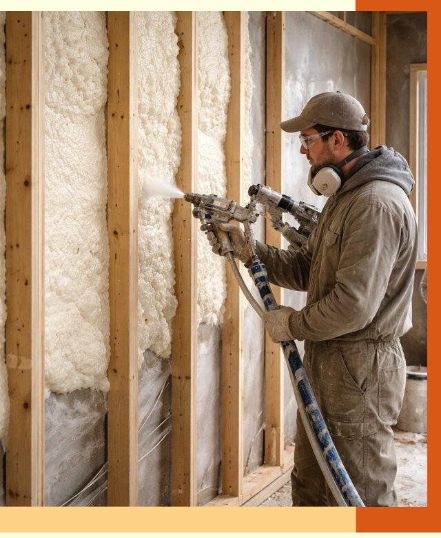 Утепление каркасной стены ППУ в Старой Руссе от 4331 руб./м2 под ключ | ТепломастерСрс