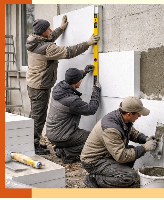 Утепление пенопластом наружных стен и фасадов в Старой Руссе