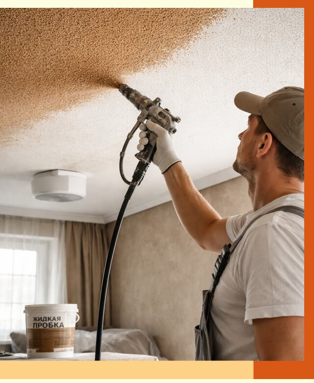 Утепление потолка жидкой пробкой в Старой Руссе от 3567 руб. | ТепломастерСрс