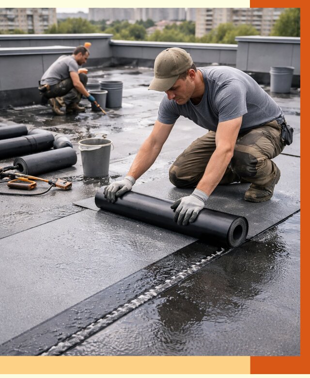 Гидроизоляция плоской кровли в Старой Руссе от 4586 руб./м2 — профессионально | ТепломастерСрс