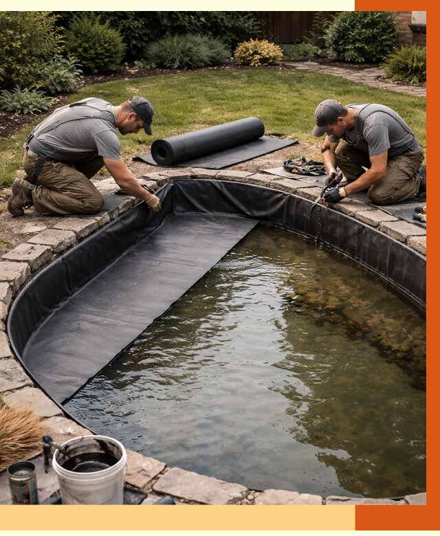 Гидроизоляция пруда в Старой Руссе от 15285 руб. под ключ | ТепломастерСрс профессионально