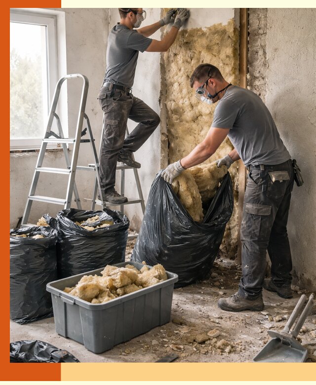 Демонтаж старого утеплителя и вывоз отходов в Старой Руссе